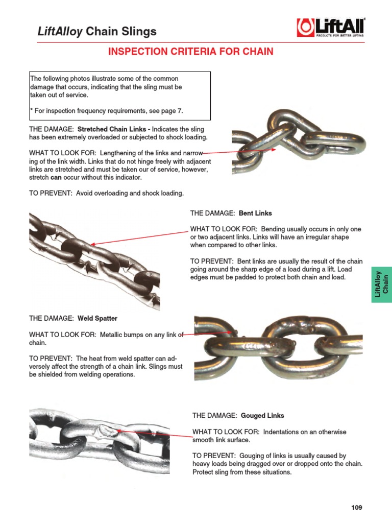 Alloy Chain Sling Inspection PDF Wear Welding