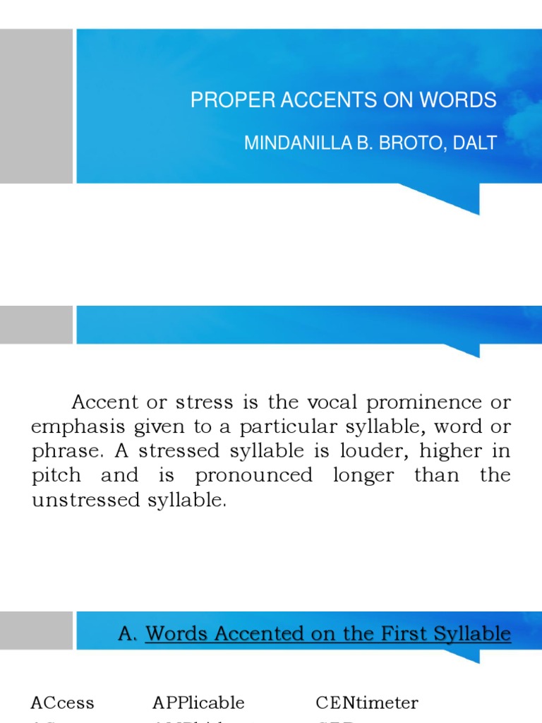 Proper Accents On Words | PDF | Stress (Linguistics) | Philology