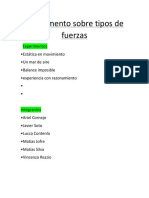 Fuerzas y experimentos sobre tipos de movimiento