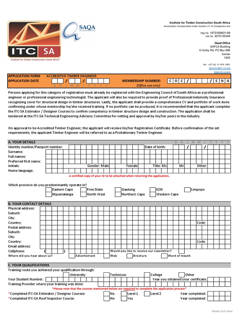 ENGINEER Application Form 1 PDF Engineer Dignity