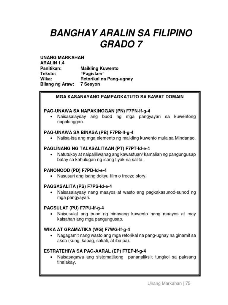 1 4 Maikling Kuwento Pdf