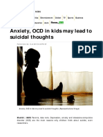 Anxiety, OCD in Kids May Lead To Suicidal Thoughts: English News Lifestyle