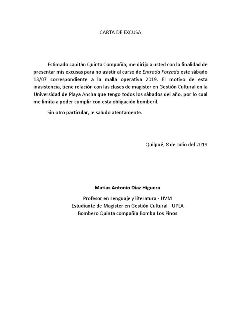 Carta De Excusadocx