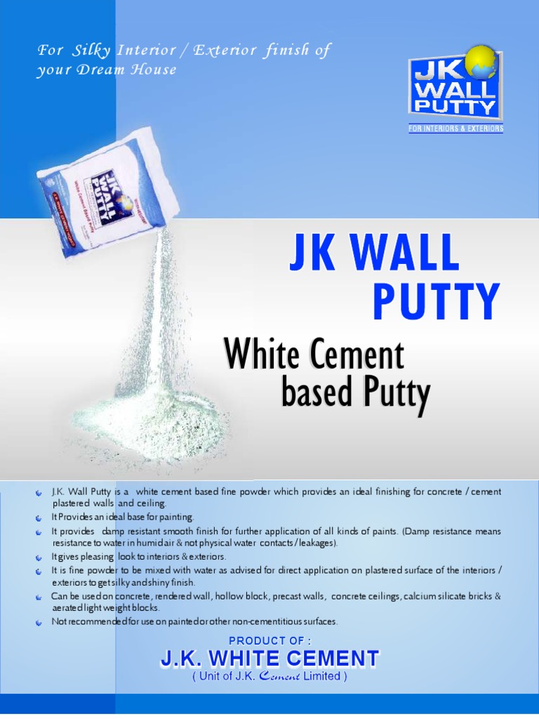 JK Wall Putty Data Sheet Plaster Paint