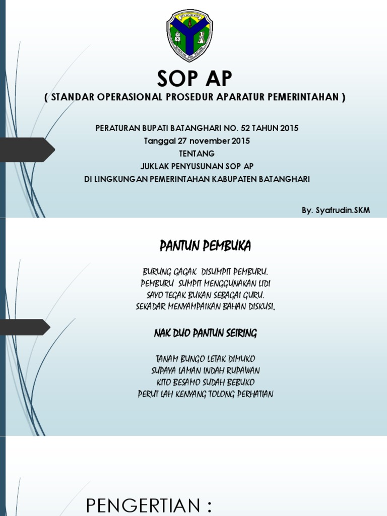 Penyusunan SOP AP Pemerintahan Batanghari | PDF | Teknologi & Rekayasa