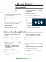 Daily Restaurant Cleaning Checklist Printable PDF