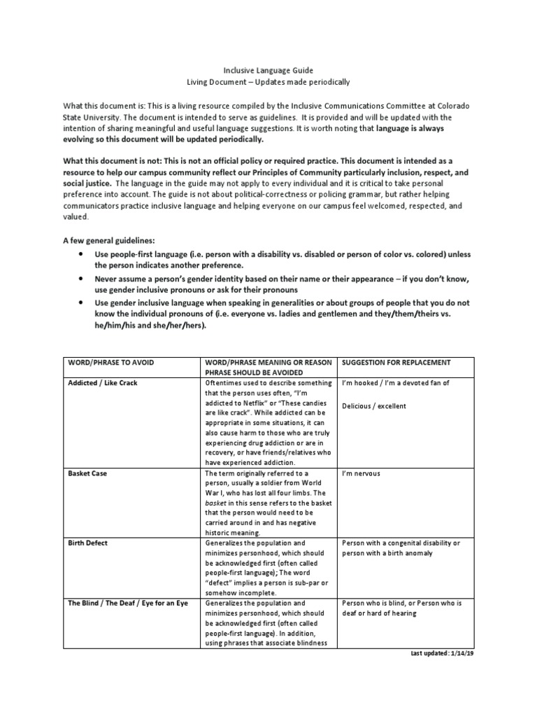 Disability Inclusive Language Guide | PDF | Gender | Gender Studies