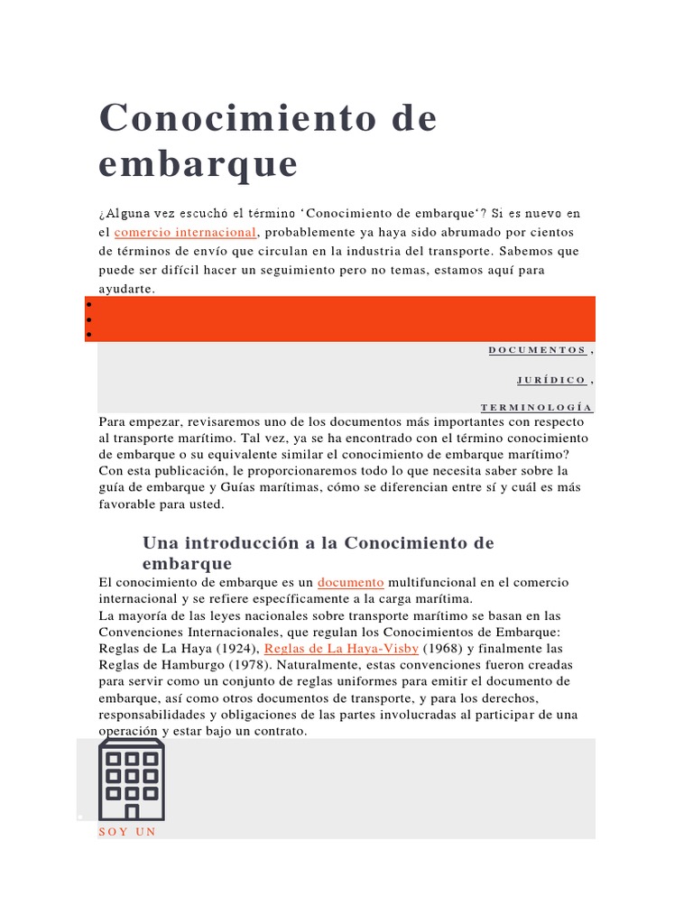 Conocimiento De Embarque Pdf Guía De Carga Transporte