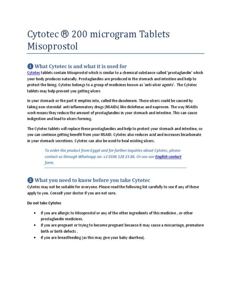 Cytotec 200 Microgram Uses