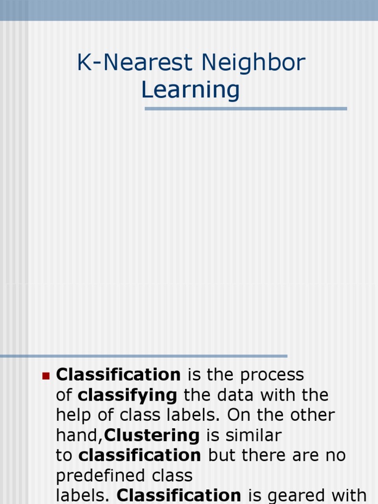 K-Nearest Neighbor Learning | PDF | Statistical Classification | Algorithms