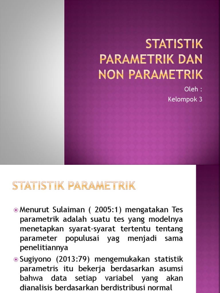 Ppt K 3 Statistik Parametrik Dan Non Parametrik Pptx
