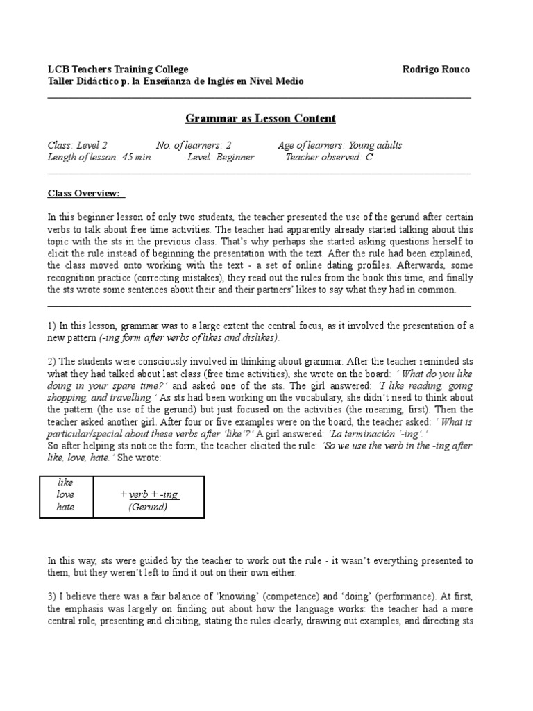 Essay reflection on a class observation picture