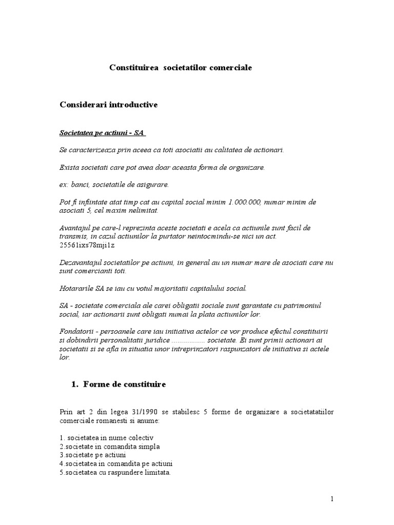 Www Educativ Ro Constituirea Societatilor Comerciale