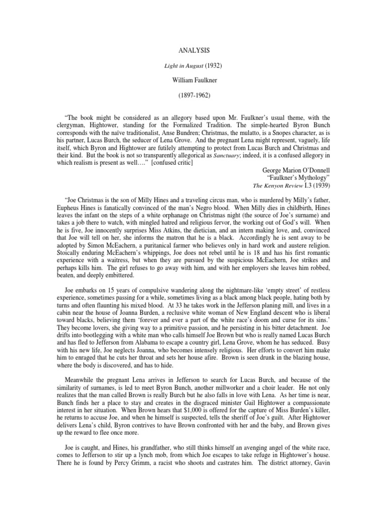 Light in August (1932) Analysis by 15 Critics PDF