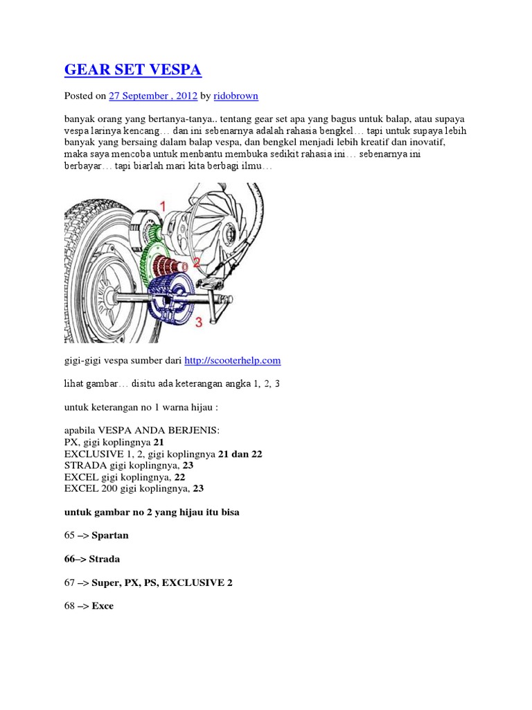 Gear Set Vespa PDF