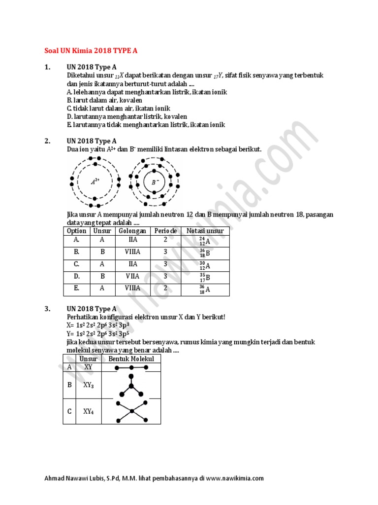 Soal Un Kimia 2018 Type A