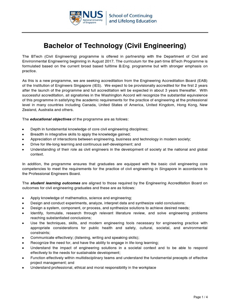 BTech Civil Engineering PDF | PDF | Engineering | Civil Engineering