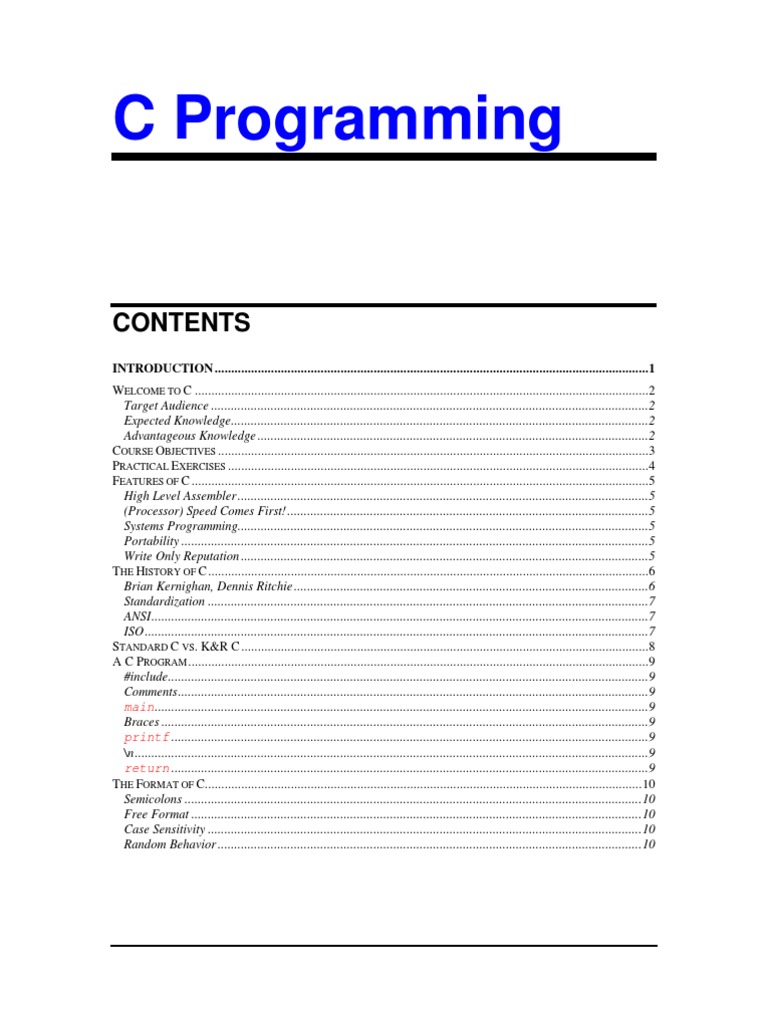C Programming: Elcome To | PDF | C (Programming Language) | Computer ...