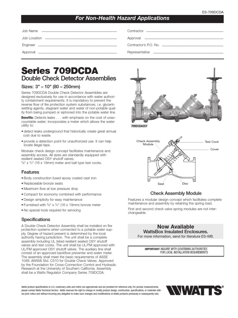 Series 709DCDA Specification Sheet | Valve | Building Engineering