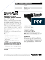 Lead Free Watts No. SD-3 Backflow Preventer For Carbonated Beverage Machines Specification Sheet