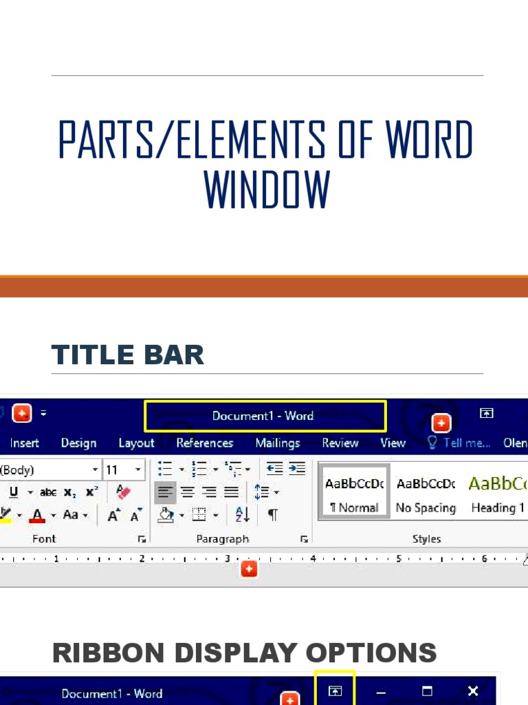 Parts/Elements of Word Window PDF