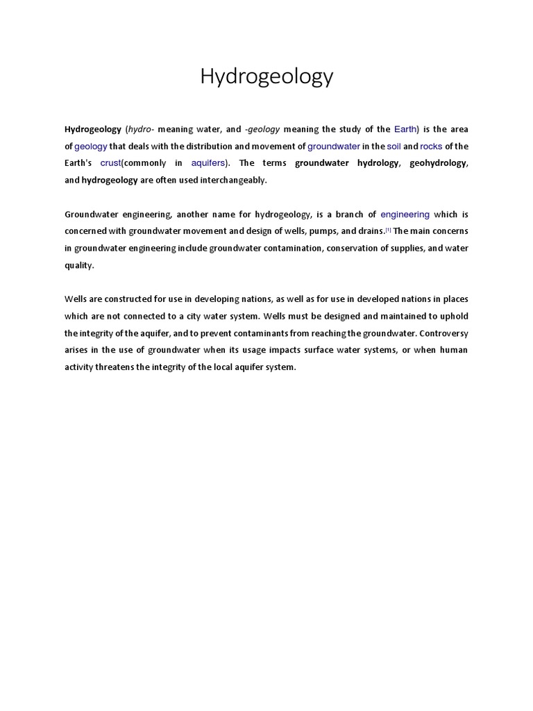 Hydrogeology: Hydrogeology (Hydro-Meaning Water, and - Geology Meaning ...