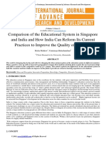 Comparison of The Educational System in Singapore and India and How India Can Reform Its Current Practices To Improve The Quality of Learning