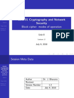CS6701 Cryptography and Network Security Block Cipher: Modes of Operation