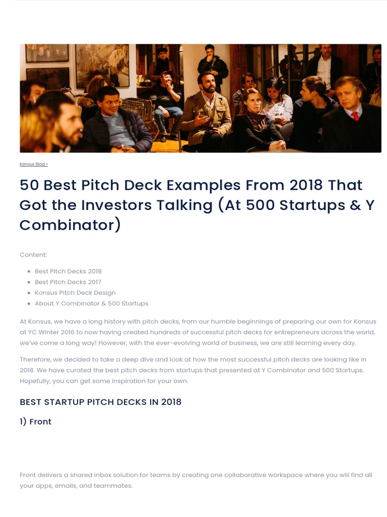 Top 50 Pitch Decks from YC & 500 Startups | PDF | Startup Company ...
