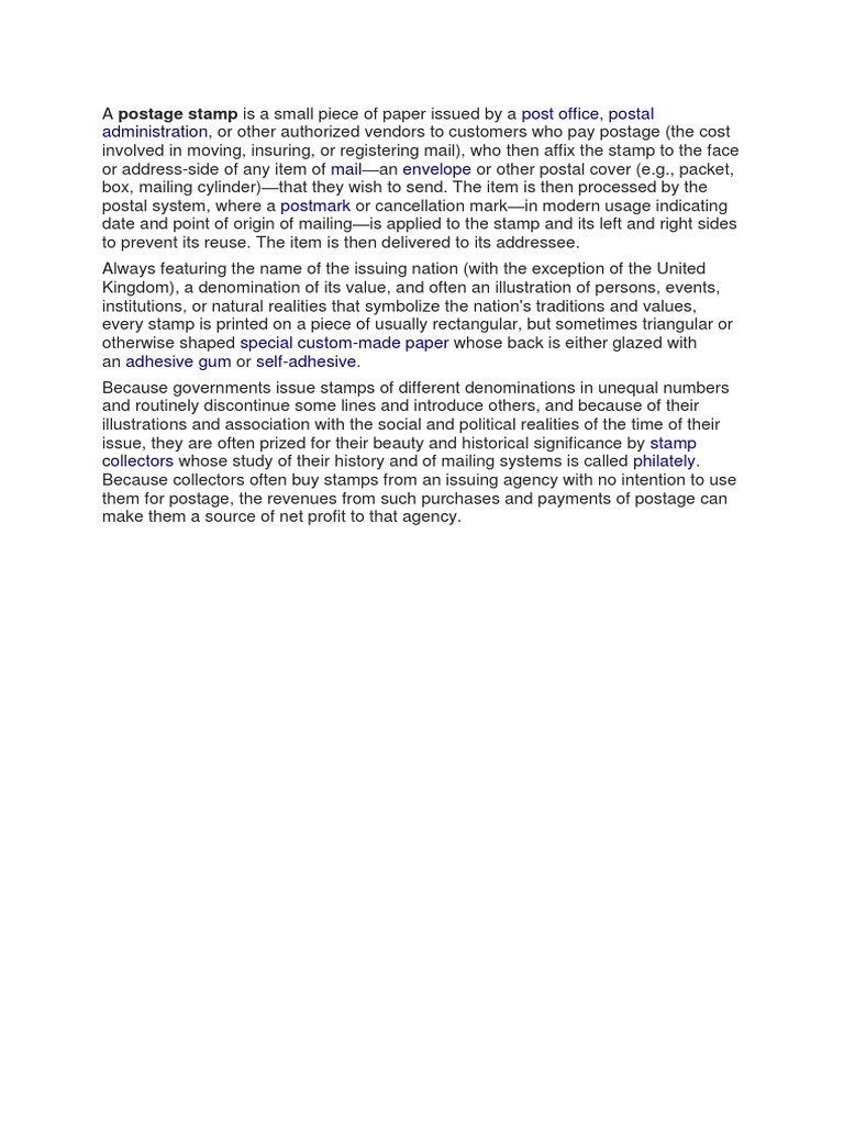 The history and purpose of postage stamps PDF