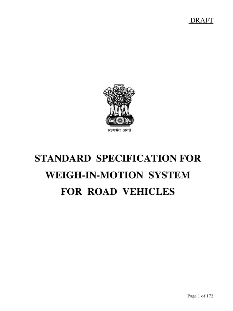 Weigh-in-Motion System Specification | PDF | Weight | Specification ...