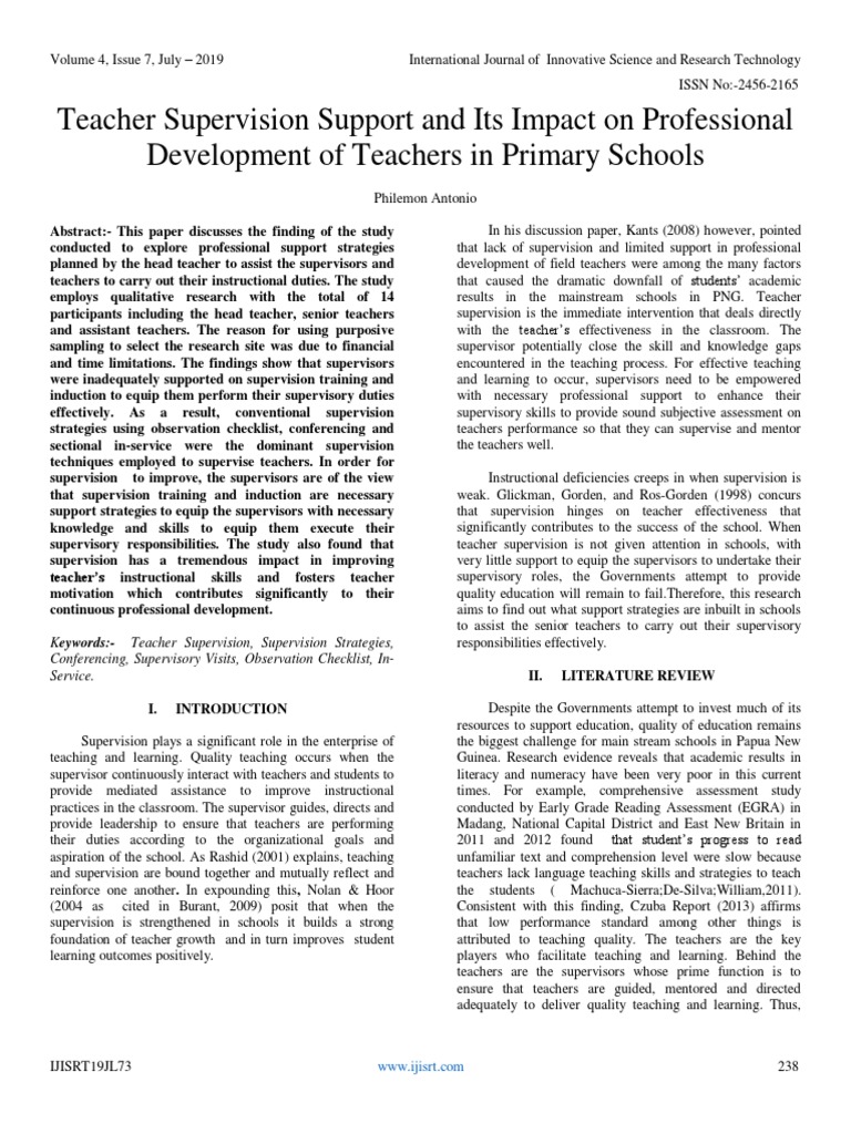 Teacher Supervision's Role in Development | PDF | Supervisor | Teachers