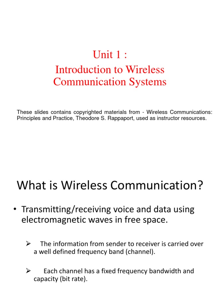 Unit 1 Introduction To Wireless Communication Systems PDF Cellular
