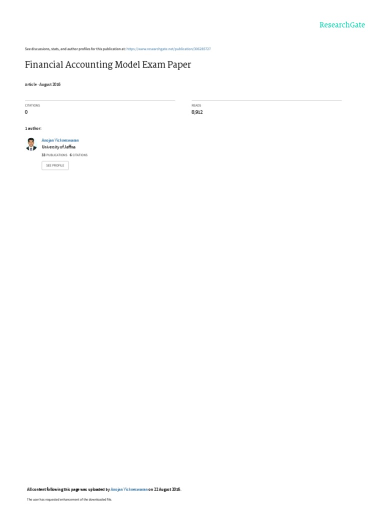 Exam Paper Accounting PDF | PDF | Debits And Credits | Bookkeeping