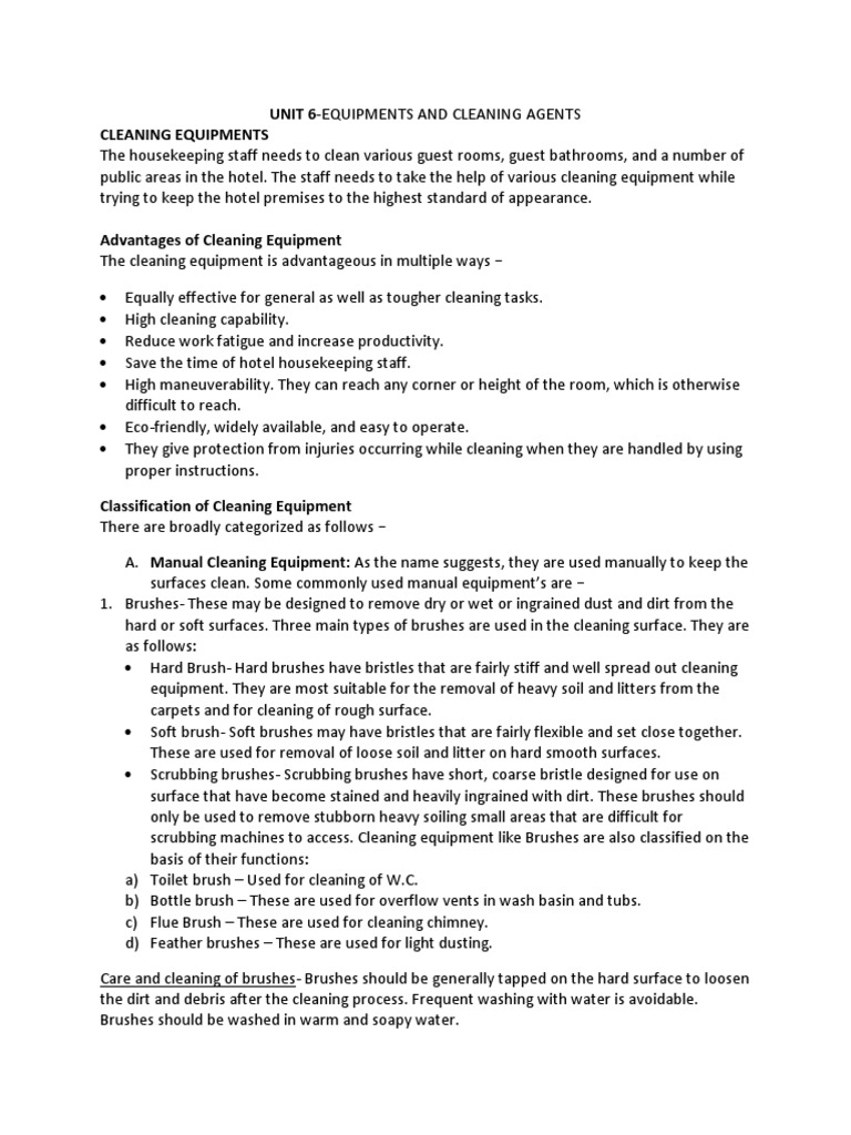Housekeeping Cleaning Equipment Overview | PDF | Vacuum Cleaner ...