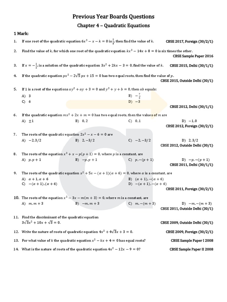Quadratic Equations Pdf Quadratic Equation Fraction Mathematics