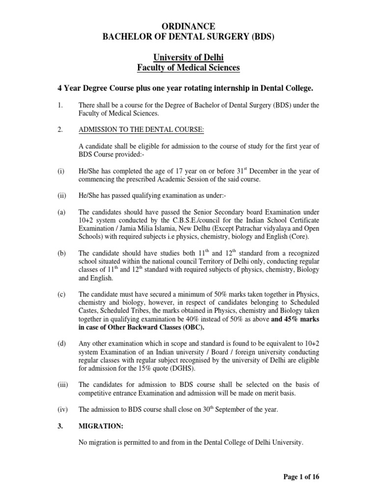 BDS PDF PDF Dental Degree Prosthodontics