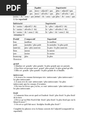 Comparitive Superlative Pdf Grammaire Mecanique Du Langage