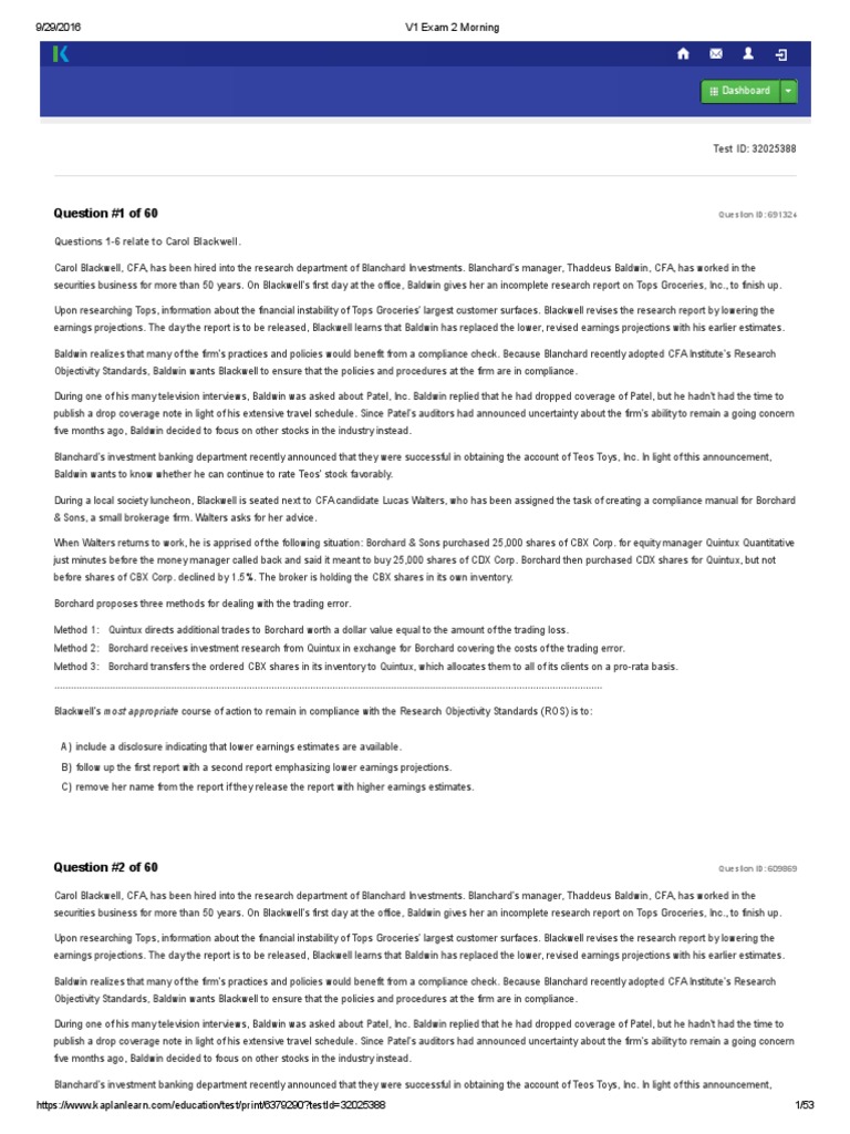 V1 Exam 2 Morning PDF | PDF | Takeover | Stocks