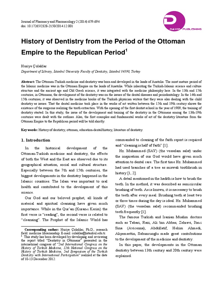 History of Dentistry From The Period of PDF | PDF | Medical School ...