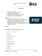 Problem Solving Topics Covered:: Program: Bachelor of Science in Information Technology Course: Integral Calculus