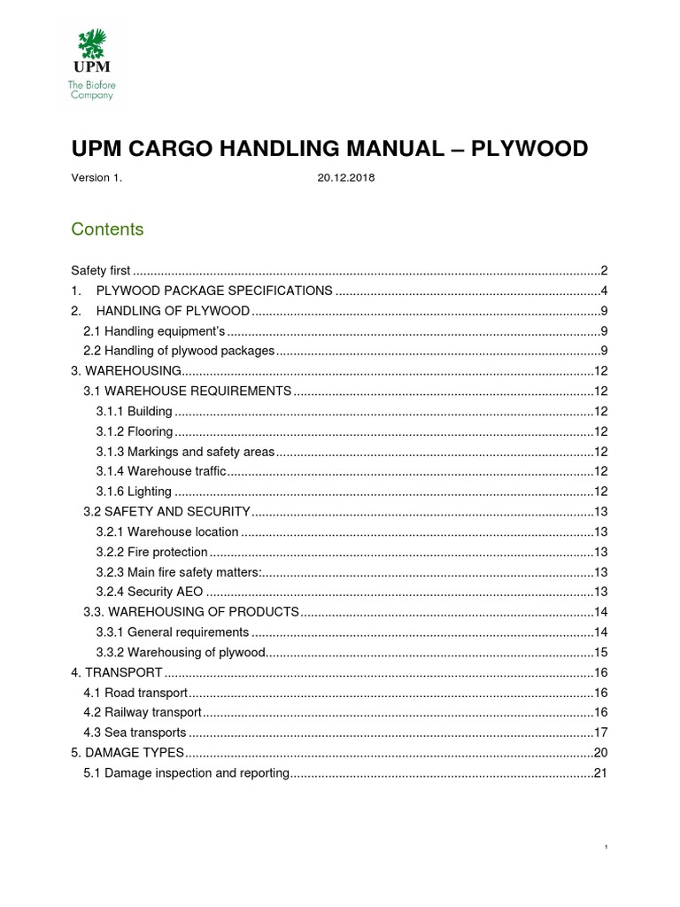Cargo Handling Manual Plywood 20122018 | PDF | Pallet | Warehouse