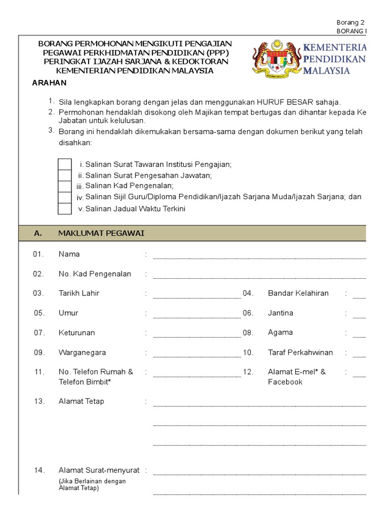 Borang Pjj Isd Kelulusan Pdf