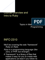 Course Overview and Intro To Ruby: INFO 2310: Topics in Web Design and Programming