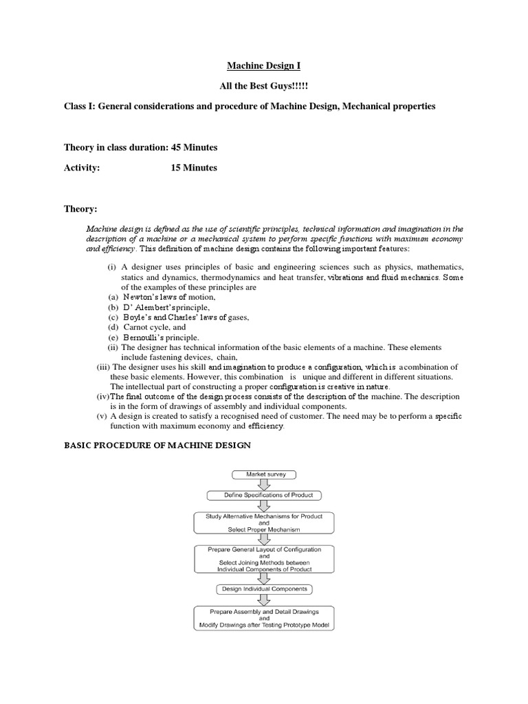 Machine Design I All The Best Guys!!!!! Class I General Considerations