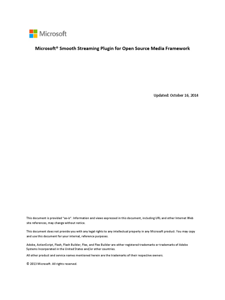 Smooth Streaming Plugin For OSMF | PDF | Adobe Flash | Apache Flex