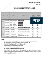 Jadwal Kuliah Prodi Magister Filsafat: STF Driyarkara Program Pascasarjana Gasal /I 2019/2020