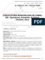Convocatoria 2019 Municipalidad de Comas_ 353 - Operadores, Asistentes, Auxiliares, Choferes, Otros (Lima) - Trabajos Peru