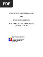 Manual For Agrohydrology AND Engineering Design For Small Water Impounding Project (Swip)