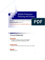 IE6404 Production Planning and Control: Course Materials